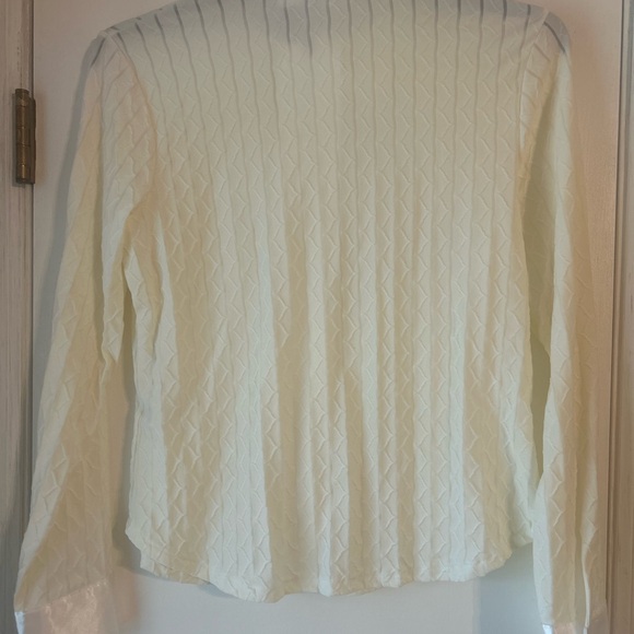 Vintage George Women's Ivory Textured Button Down Shirt - Picture 8 of 12